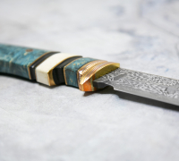 Нож Турист из мозаичной дамасской стали