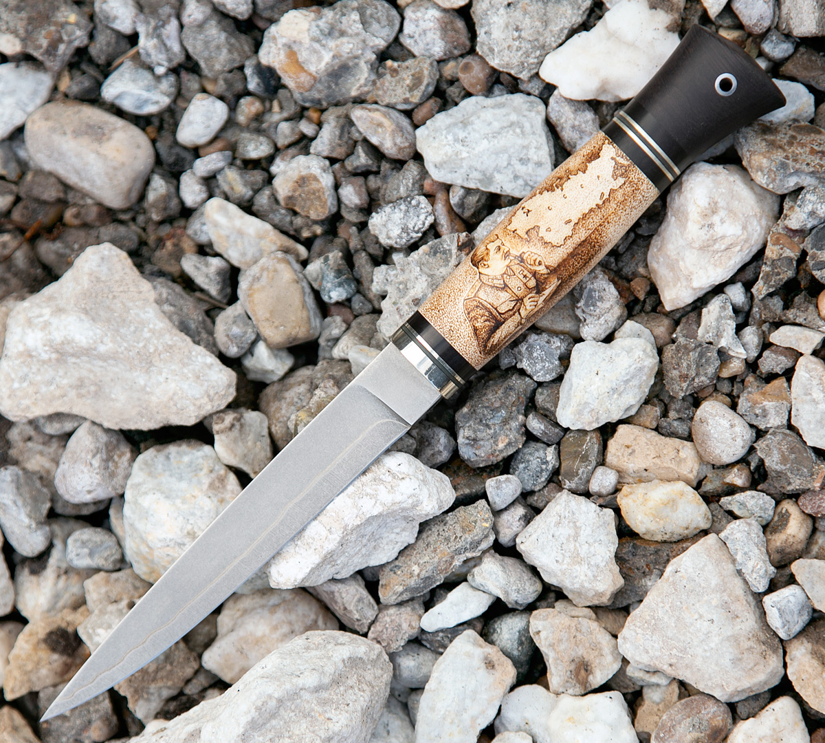 Нож Финка из стали S390 в нержавеющих обкладках