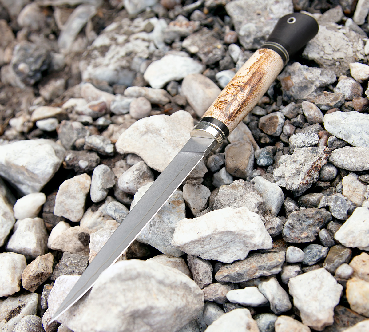 Нож Финка из стали S390 в нержавеющих обкладках