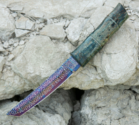 Нож Танто из мозаичной дамасской стали