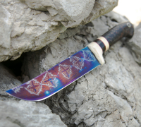 Нож Пчак из мозаичной дамасской стали