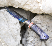 Нож Сибиряк мини из мозаичной дамасской стали