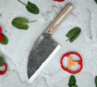 Сербский шеф нож из кованой стали Х12МФ Сербский шеф нож из кованой стали Х12МФ купить на сайте koval-knife.shop