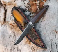 Нож Грибник из мозаичной дамасской стали